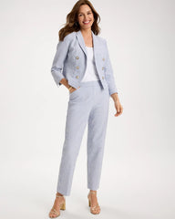 Chico's Striped Seersucker Straight Ankle Pants