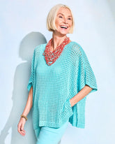 Chico's Lurex Open-Stitch Sweater Poncho
