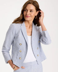 Chico's Seersucker Striped Cropped Blazer