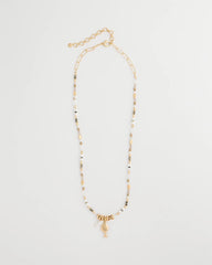 Chico's Coral Jade Stone Charm Necklace