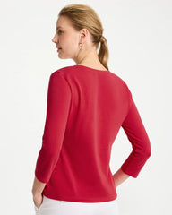 Chico's Cotton Stretch 3/4 Sleeve Tee