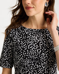 Chico's Printed Pima Elbow Sleeve Tee