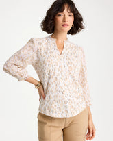 Chico's Animal Print Ruffled V-Neck Top