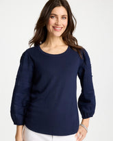 Chico's Pintuck Puff Sleeve Tee