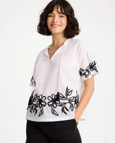 Chico's Cotton Voile Applique Blouse