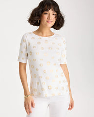 Chico's Stamped Pima Elbow Sleeve Tee