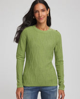 Chico's Button Shoulder Crewneck Pullover