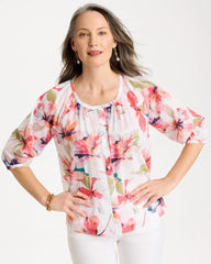 Chico's Cotton Voile Croix Collage Blouse