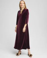 Chico's V-Neck Velour Midi Dress