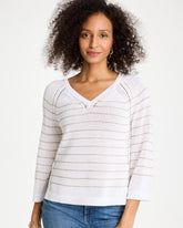Chico's Metallic Striped Pullover Sweater