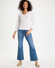 Chico's Metallic Striped Pullover Sweater
