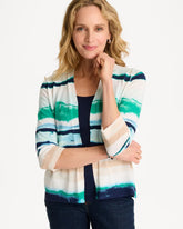 Chico's Grotto Striped Summer Romance Cardigan