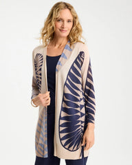 Chico's Long Leaf Print Summer Romance Cardigan