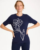 Chico's Ella Short-Sleeve Floral Sweater