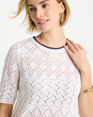 Chico's Pointelle Blanket-Stitch Pullover Sweater