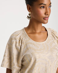 Chico's Cotton Foiled Shirred Tee