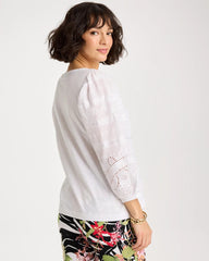 Chico's Cotton Eyelet Sleeve Tee