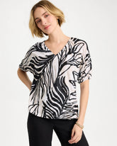 Chico's Linen Ruched Palm Tee