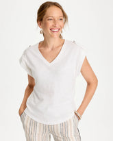 Chico's Cotton Slub Epaulette Tee