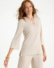 Chico's Embroidered Linen Tee