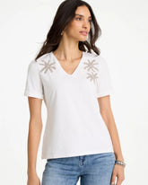 Chico's Cotton Stretch Palm Sequin Tee