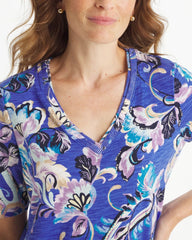 Chico's Paisley Cotton Slub V-Neck Tee