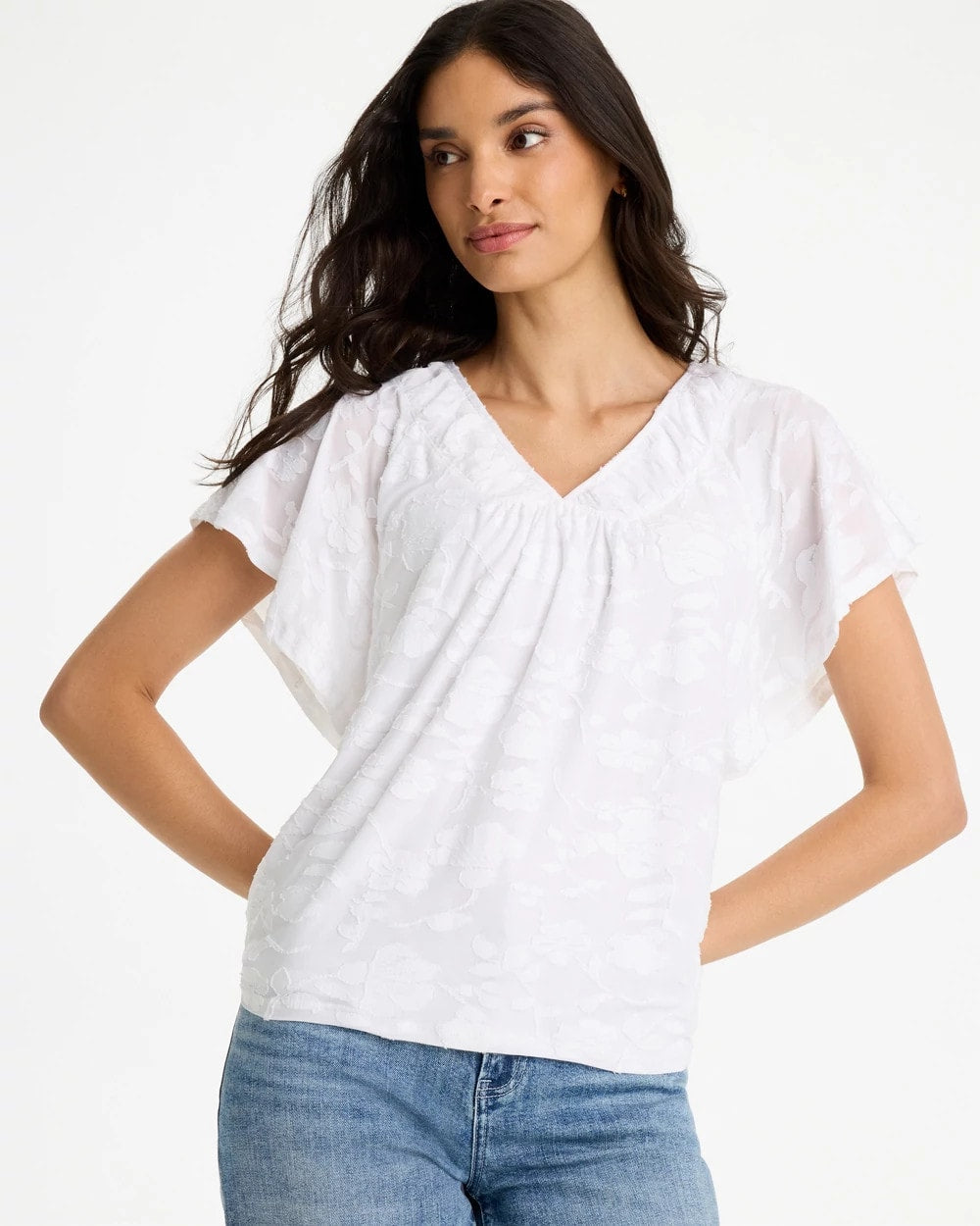 Chico's Burnout Floral Tee