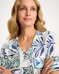 Chico's Palm Cotton Slub V-Neck Tee