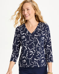 Chico's Maya Cotton Stretch 3/4 Sleeve Tee