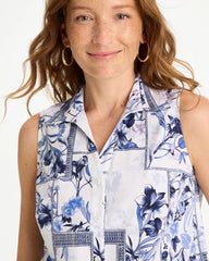 Chico's Cotton-Blend Classic Printed Sleeveless Shirt