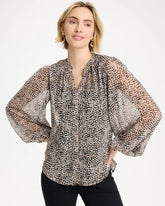 Chico's Georgette Printed Squares Blouse