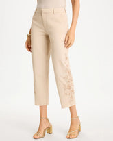 Chico's Relaxed Embroidered Fray Crop Pant
