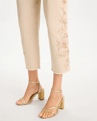 Chico's Relaxed Embroidered Fray Crop Pant