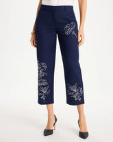 Chico's Embroidered Linen Fly Front Pants