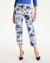 Chico's Printed Relaxed Boyfriend Chino Fray Crop Pants