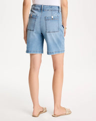 Chico's Pull-On Scallop Button Jean Shorts