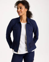 Chico's Poplin Cotton Lace Peplum Jacket
