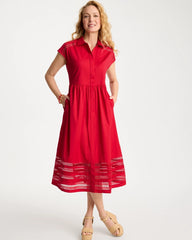 Chico's Lace Trim Midi Shirtdress