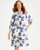 Chico's Floral Linen-Cotton Pintuck Dress