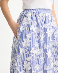 Chico's Cotton Embroidered Floral Skirt