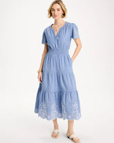 Chico's Chambray Embroidered Dress