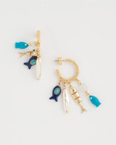 Chico's Fish Charm Crinkle Hoop Earrings