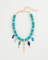 Chico's Turquoise Fish Charm Statement Necklace