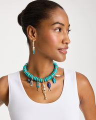 Chico's Turquoise Fish Charm Statement Necklace