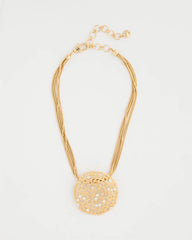 Chico's Sea Foam Medallion Pendant Necklace