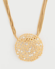 Chico's Sea Foam Medallion Pendant Necklace