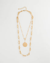 Chico's Sea Foam Medallion Double-Strand Pendant Necklace