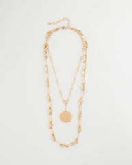 Chico's Sea Foam Medallion Double-Strand Pendant Necklace