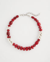 Chico's Red Resin Pearlescent Short Necklace