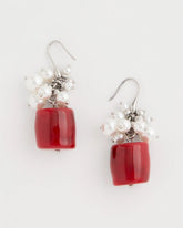Chico's Red Resin Pearlescent Earrings
